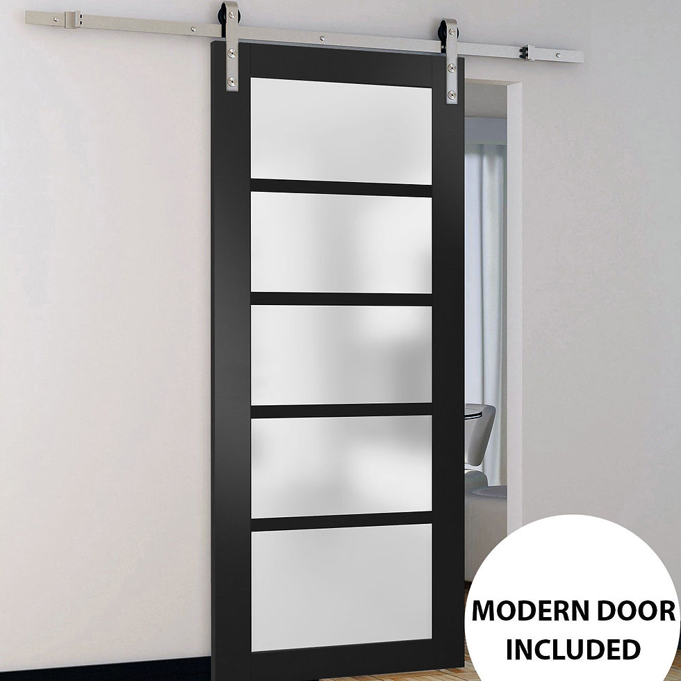 Sturdy Barn Door | Quadro 4002 Black Matte with Frosted Glass | 6.6FT Rail Hange