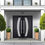 Thumbnail: Front Exterior Prehung Metal Double Doors / Deux 6500 Black Enamel Frosted Glass