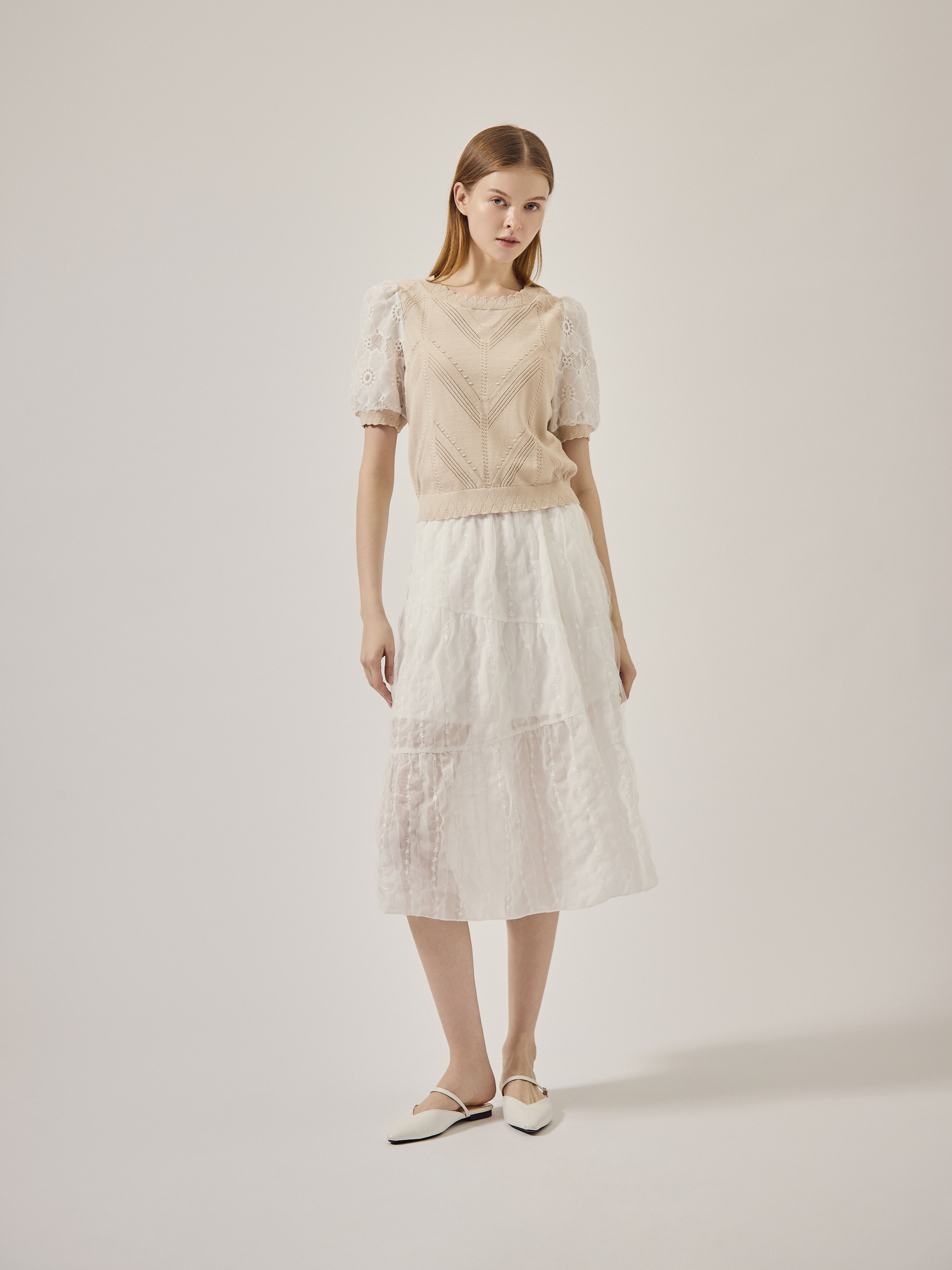 Textured tiered skirt