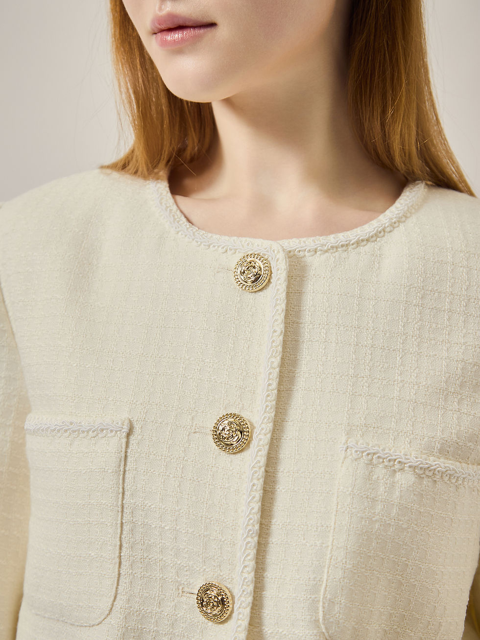 Thumbnail: Braid trimmed tweedy jacket