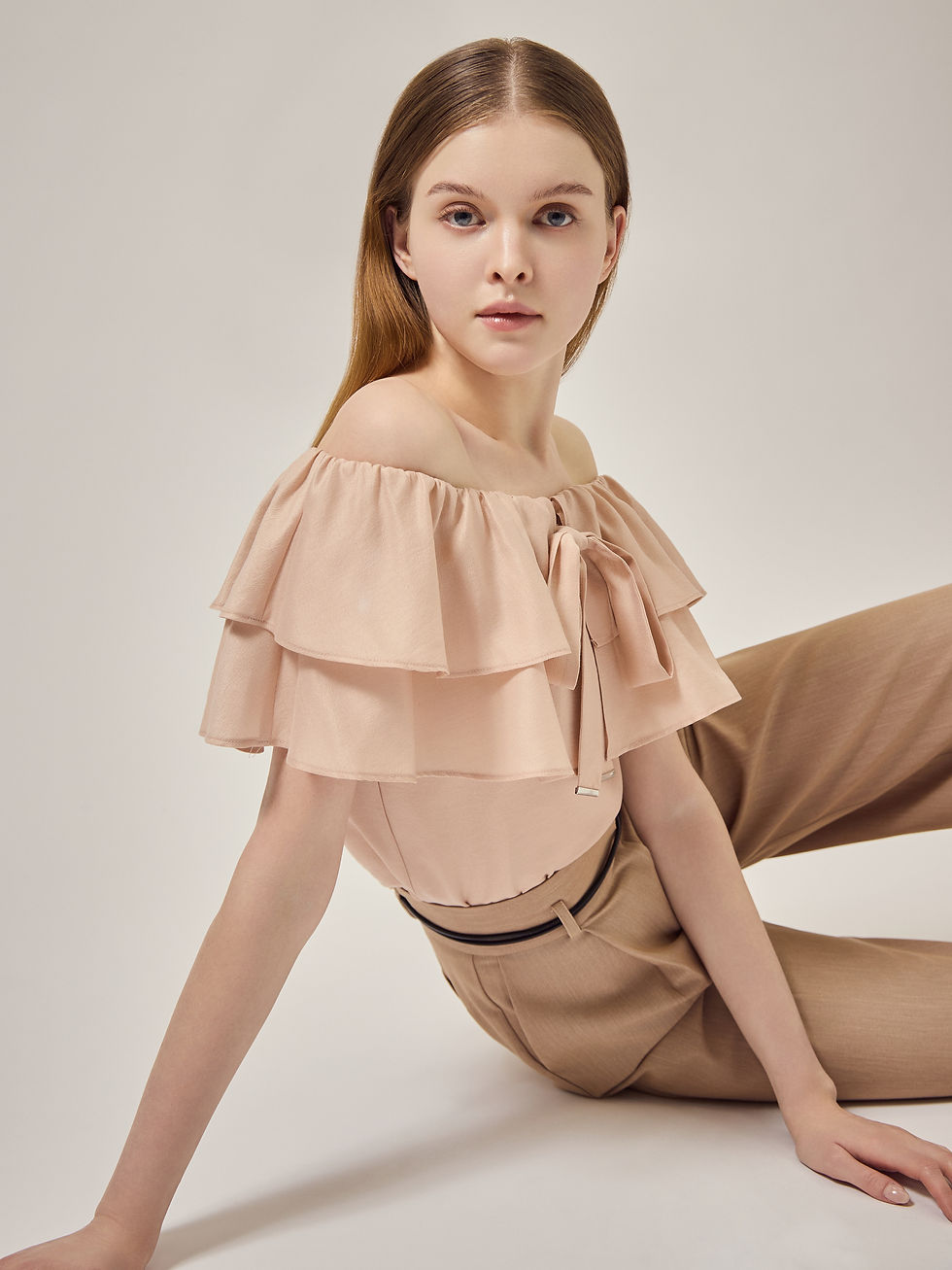 Thumbnail: V neck ruffles top