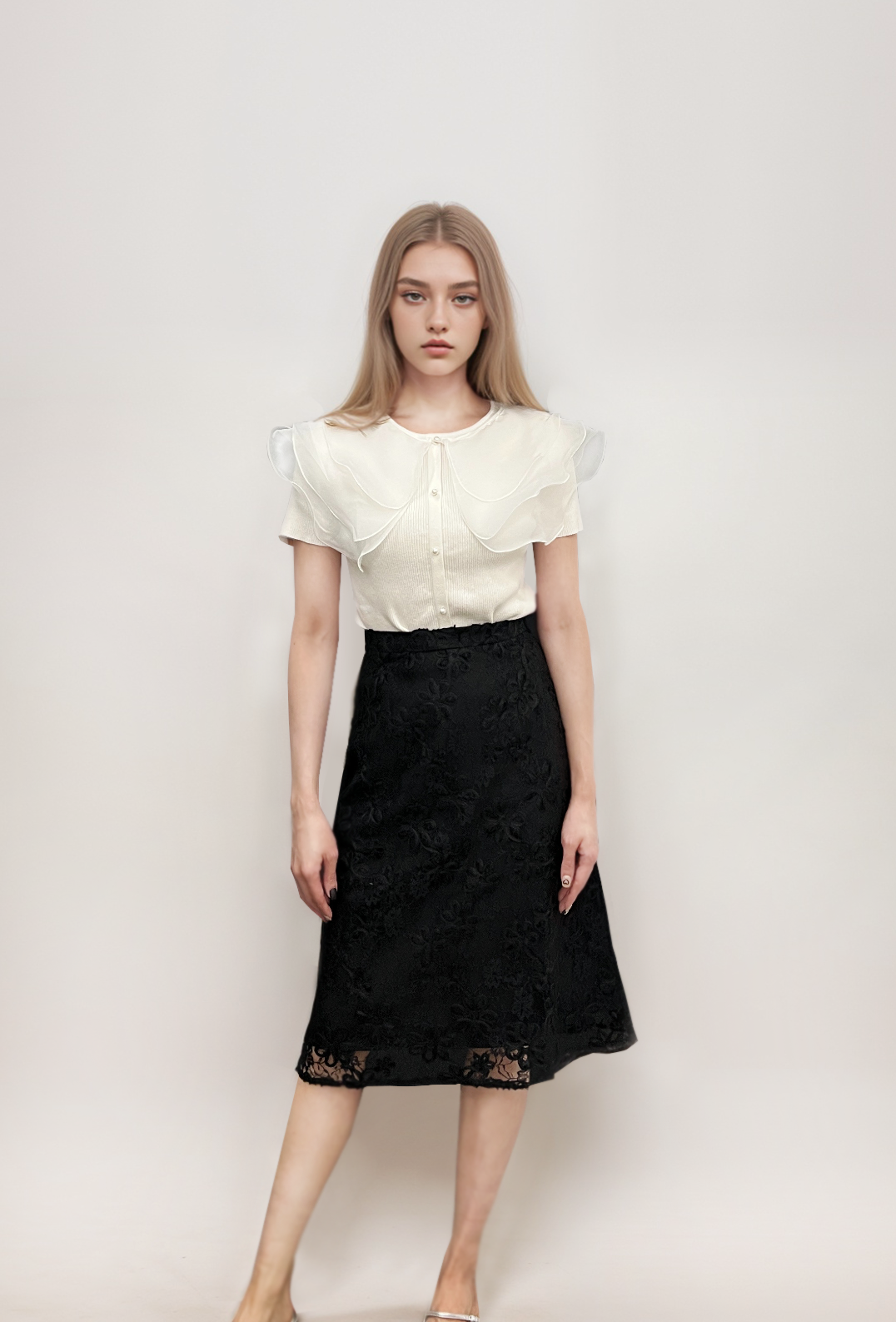 Layered collar knit top