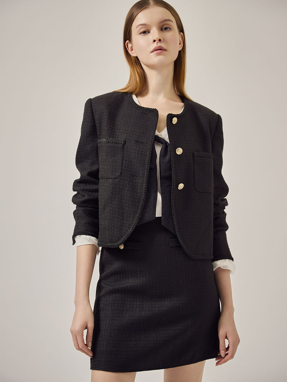 Thumbnail: Scalloped hem tweedy skirt