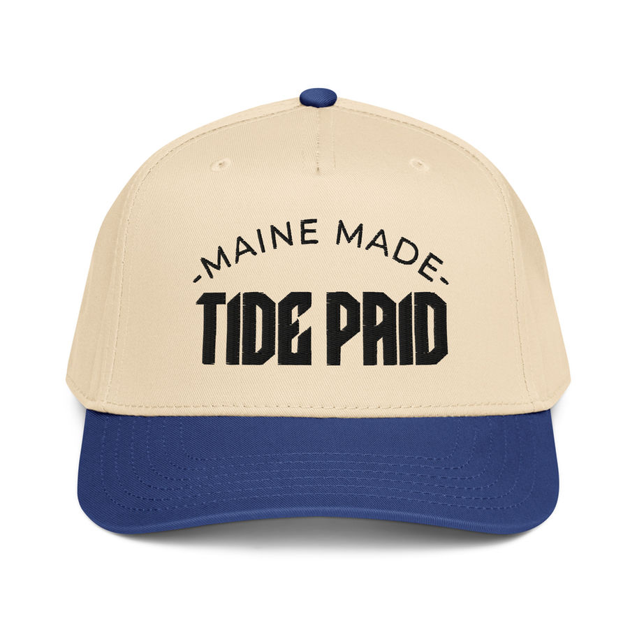 Tide Paid embroidered 5-panel cap with structured front and flat bill