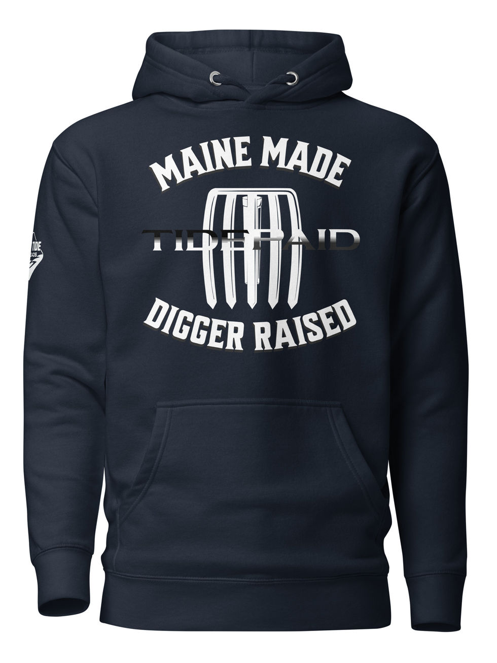 Maine Made Digger Raised Hoodie – worm digger culture graphic pullover by Maine Low Tide Threads