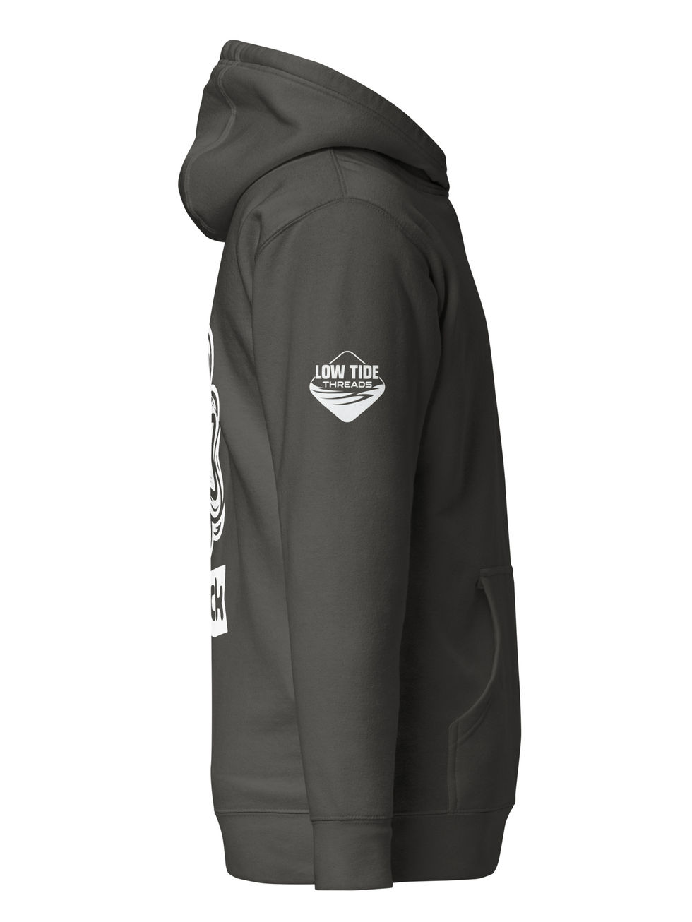 Dirty Haddock Hoodie – monocolor striped bass graphic pullover by Maine Low Tide Threads