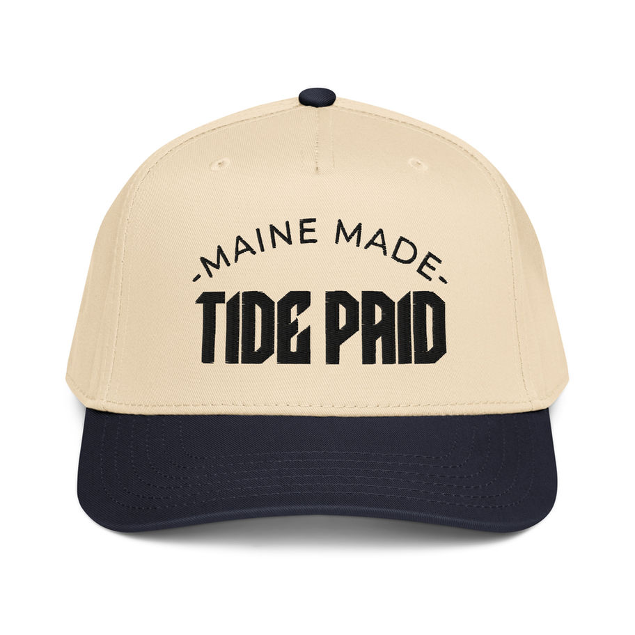 Tide Paid embroidered 5-panel cap with structured front and flat bill