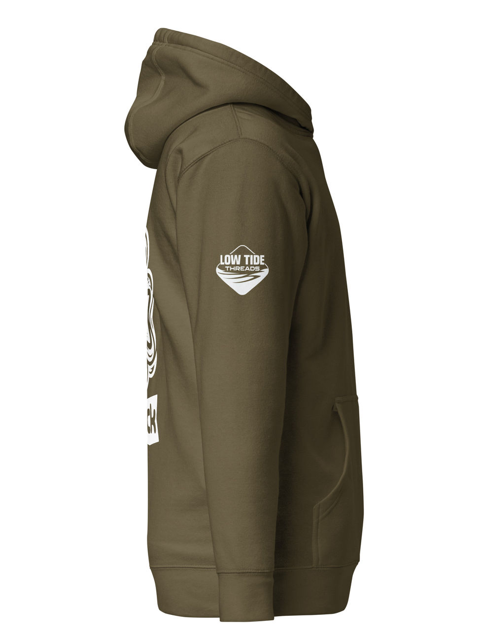 Dirty Haddock Hoodie – monocolor striped bass graphic pullover by Maine Low Tide Threads