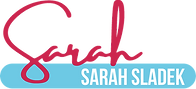Logo for Sarah Sladek, with "Sarah" in a red cursive font.