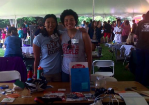 "Too many seemed unwilling to exit this comfy place where they saw themselves as the righteous ones," writes Anna King (Hendrix 2017). Pictured here with VWW Shepherd intern Jen Koide (Middlebury 2017), at a non-profit fair in Montpelier.