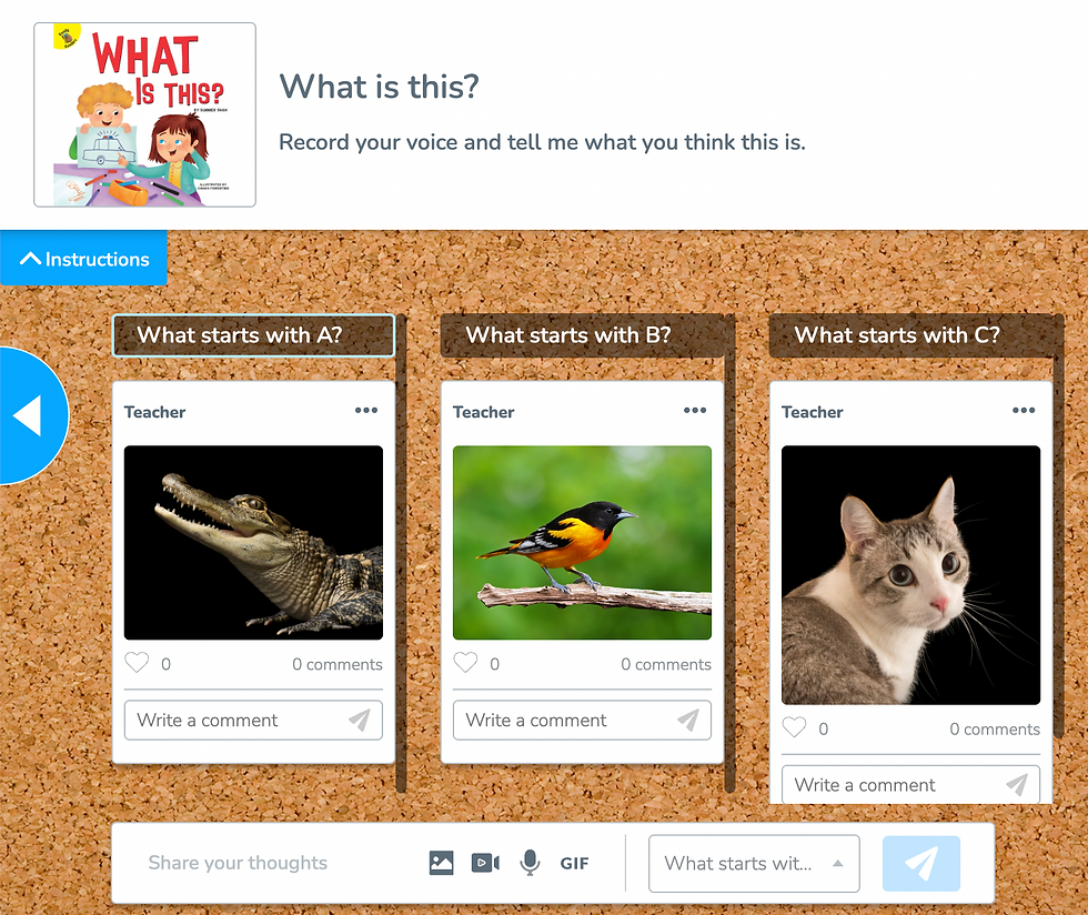 Screenshot of an example Nearpod EL feature called Collaborate Board where students are being asked to record what they see