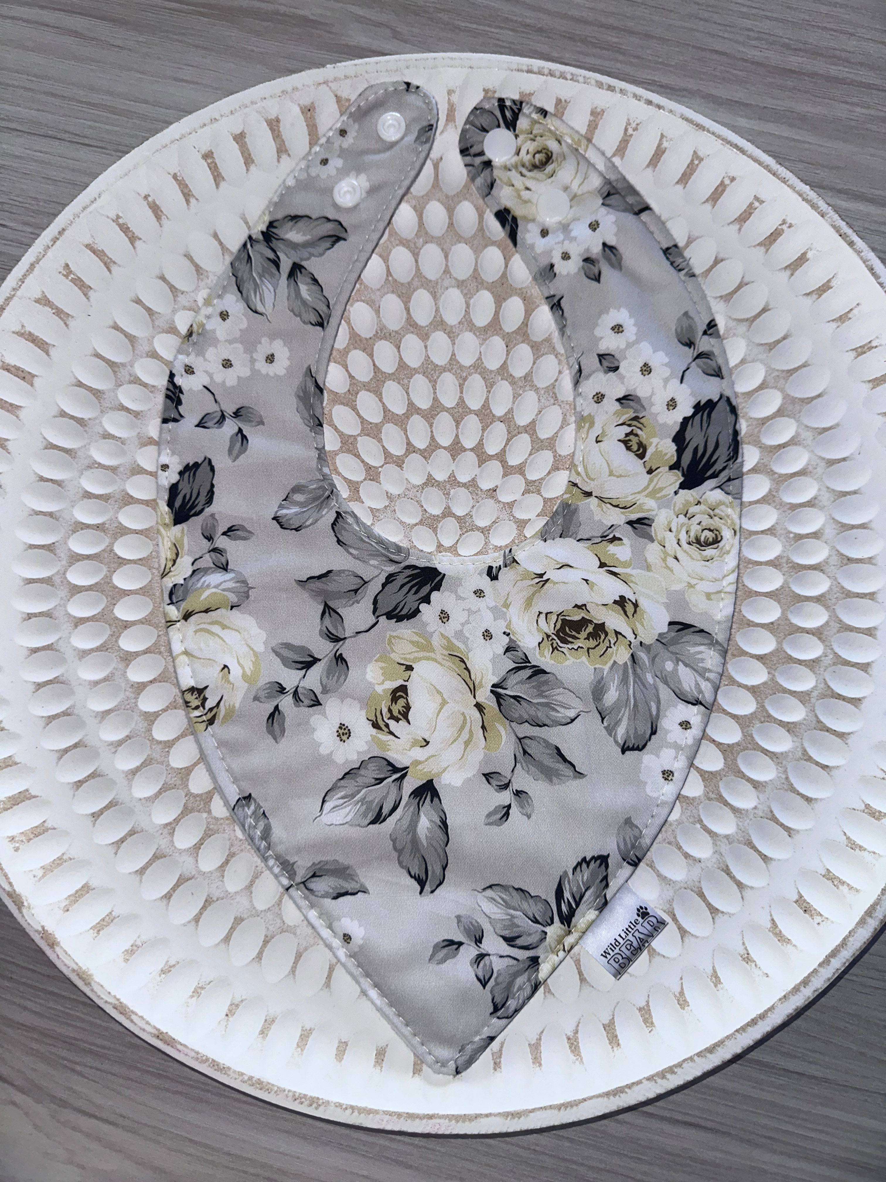 Grey Rose Bandana Bib