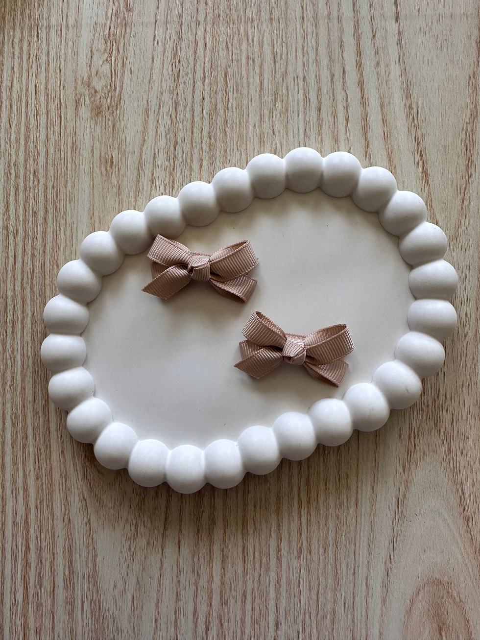 Beige Bow Snap Hair Clips