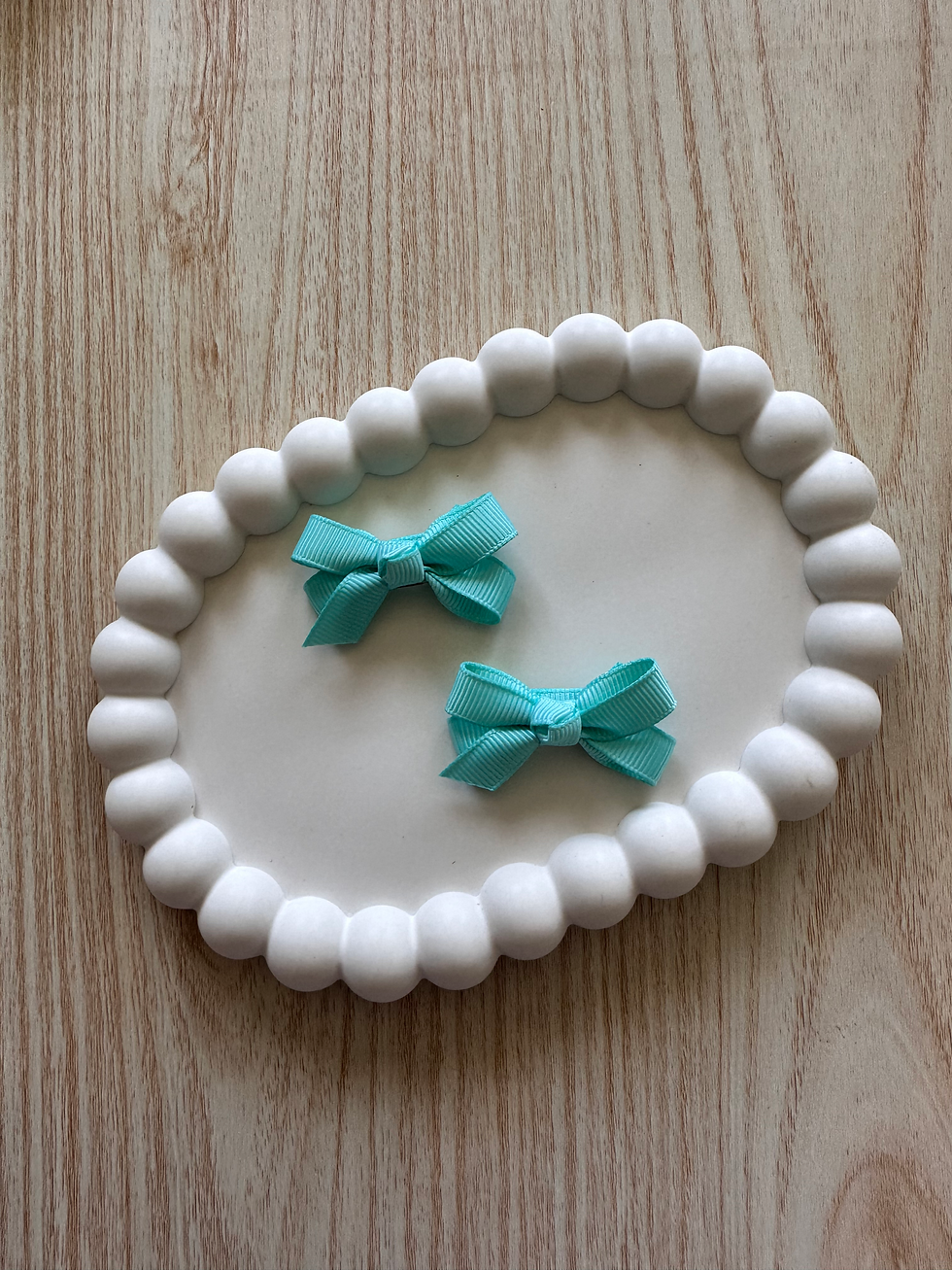 Aqua Bow Snap Hair Clips