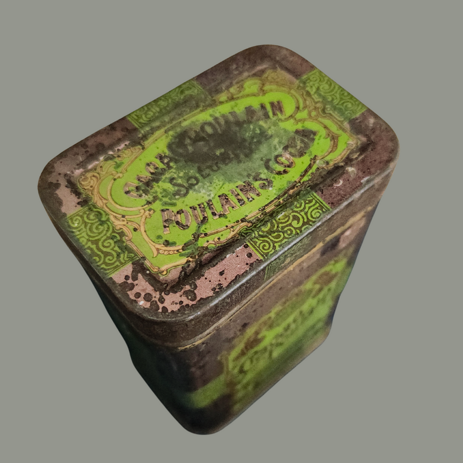 Vintage Poulain's Cocoa Essence Tin French Decorative Chocolate Tin c.1920-1930s