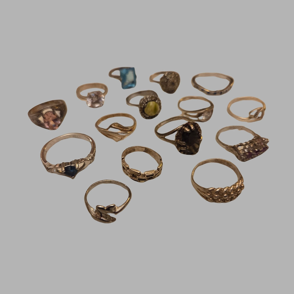 Vintage Sterling Silver Ring Collection – Job Lot of 15 Mixed Styles & Sizes AF