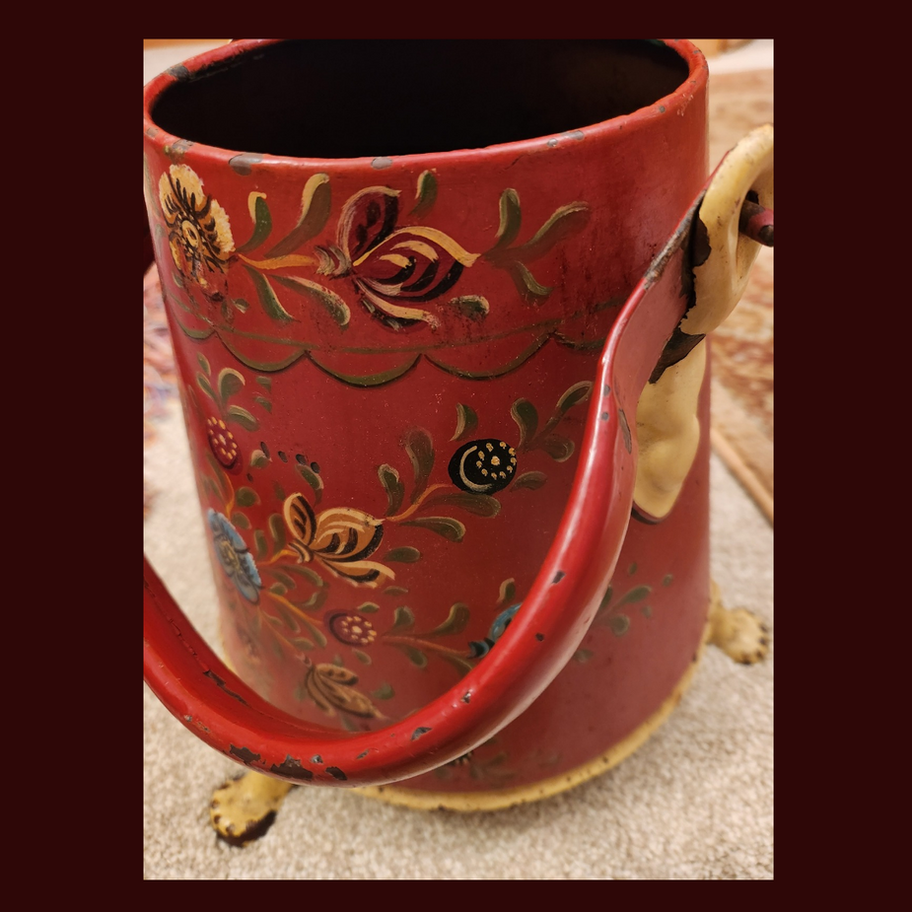 Vintage Dutch Burgundy Floral Bargeware Doofpot