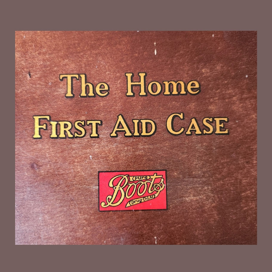 Vintage Boots Home First Aid Case Wooden First Aid Box with Original Content