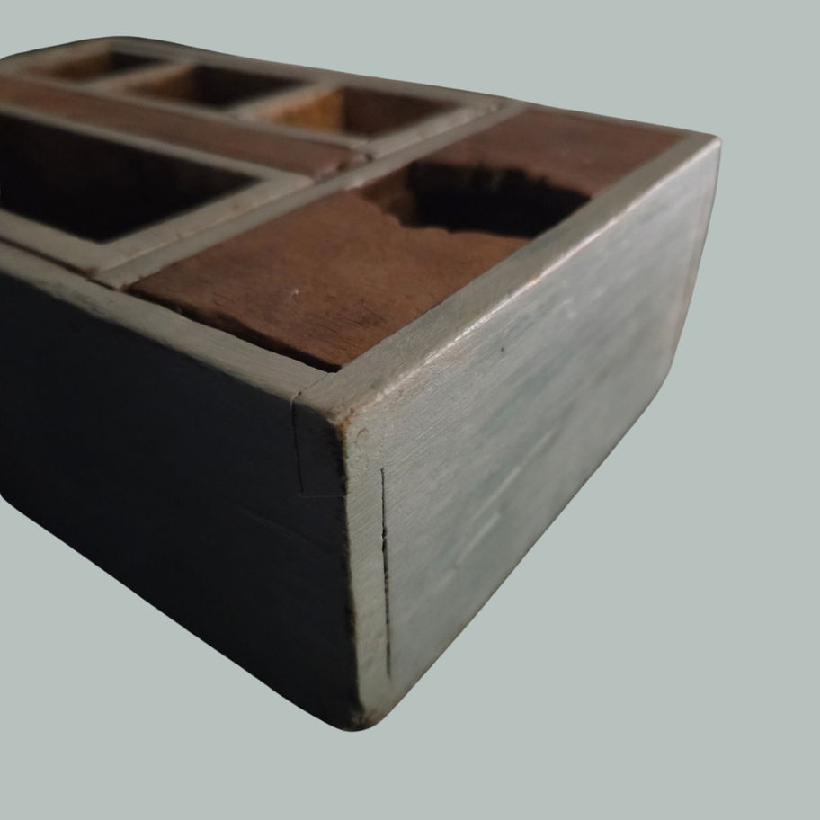 Antique Primitive Wooden Sewing or Tradesman’s Box c.1900 – Sliding Tray Inserts
