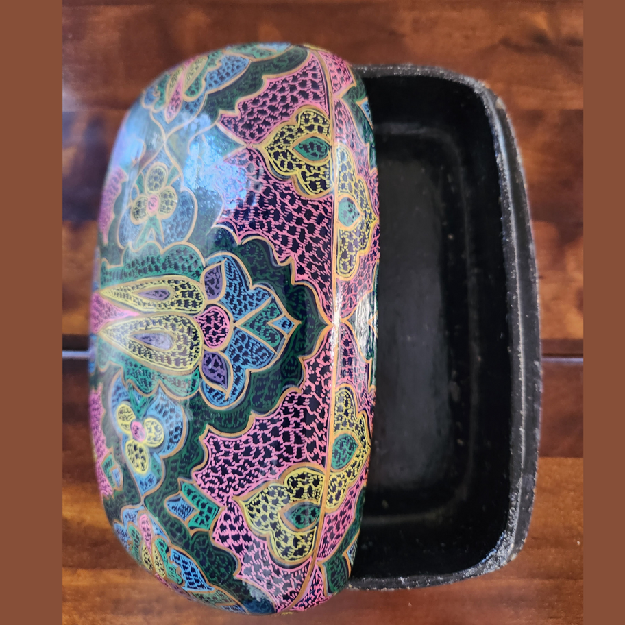 Decorative 1970s style large papier mache trinket box