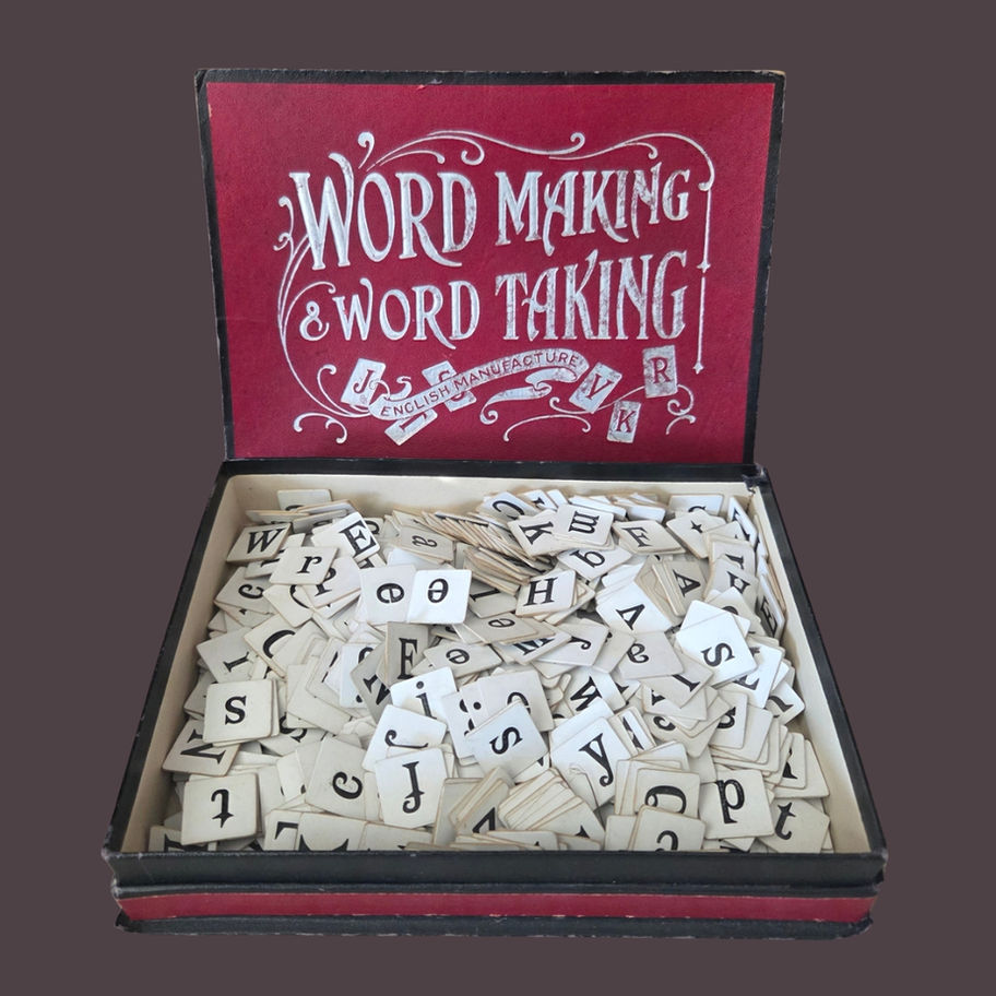 Vintage Chad Valley Word Making & Word Taking Game, Boxed Letter Tile Game