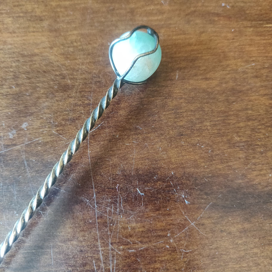 Vintage H . Stern pair of precious stone cocktail spoons silver but no Hallmarks