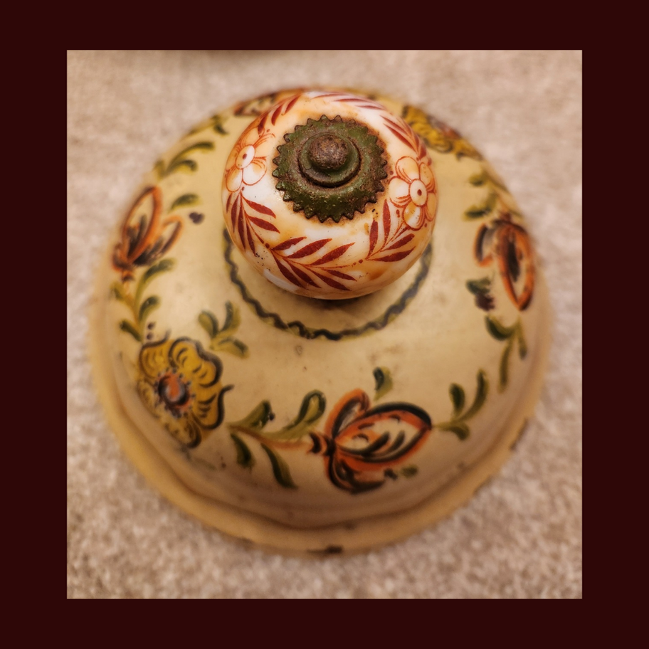 Vintage Dutch Burgundy Floral Bargeware Doofpot