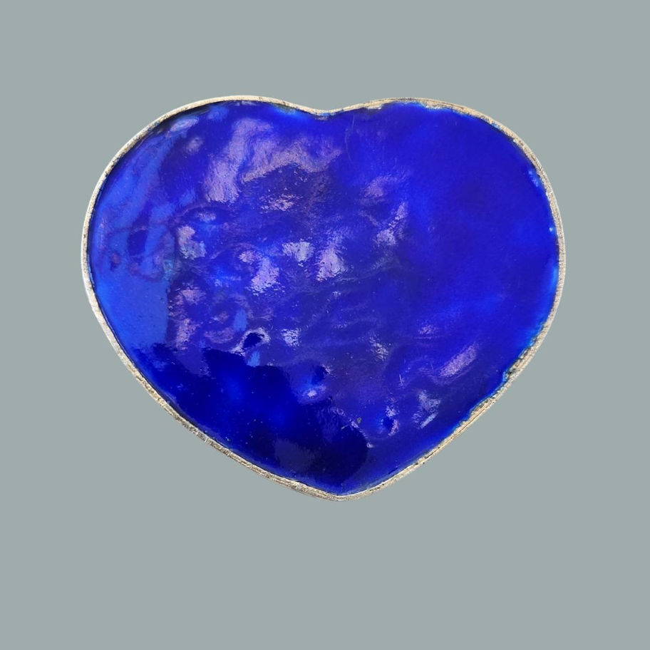 Vintage Chinese Cloisonné Heart-Shaped Trinket Box