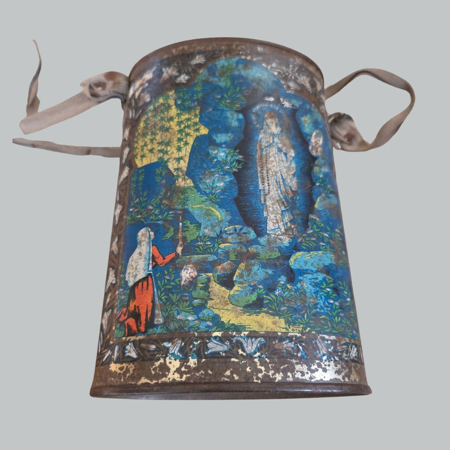 Vintage French Lourdes Pilgrimage Holy Water Canteen