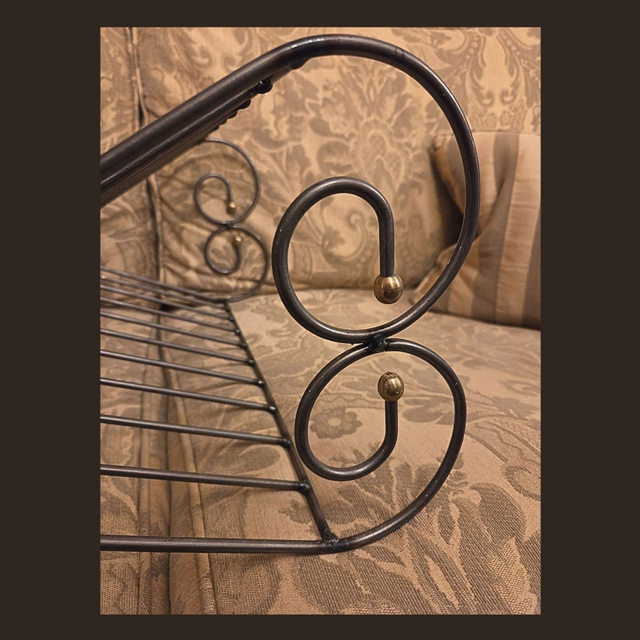 Vintage Mid-Century Metal Magazine Rack Wrought Iron Newspaper Holder 1950s-60s