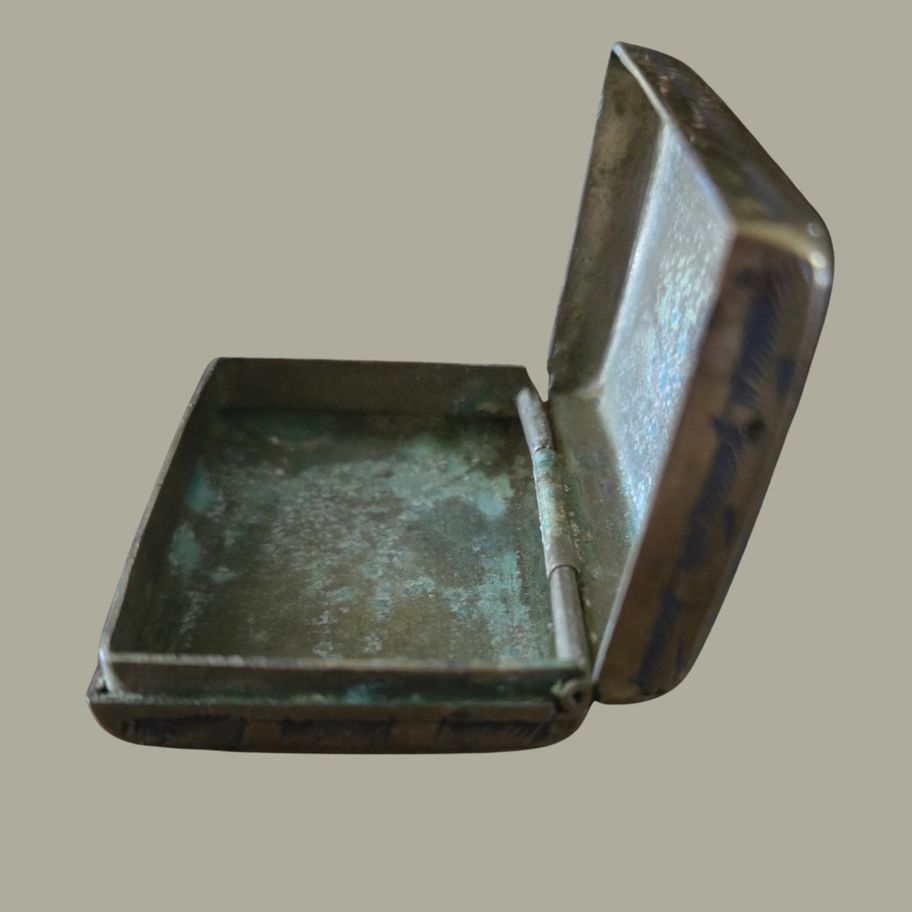 Antique Art Nouveau Brass Vesta / Trinket Box – Vienna Secession Style, c.1900