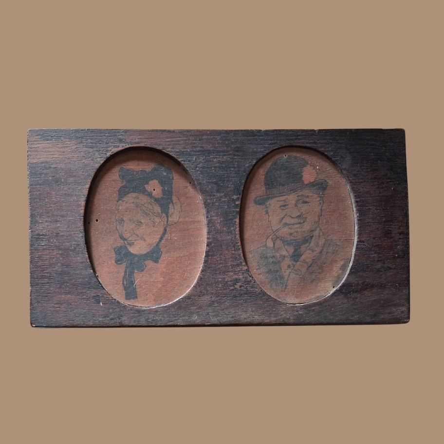 Victorian Folk Art Double Portrait Plaque (c.1890–1910)