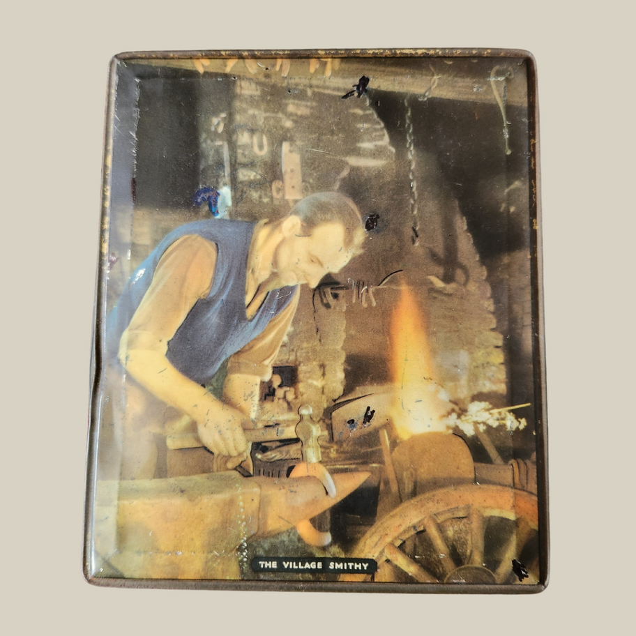 Vintage 1950s Edward Sharp & Sons Toffee Tin Blacksmith Artwork