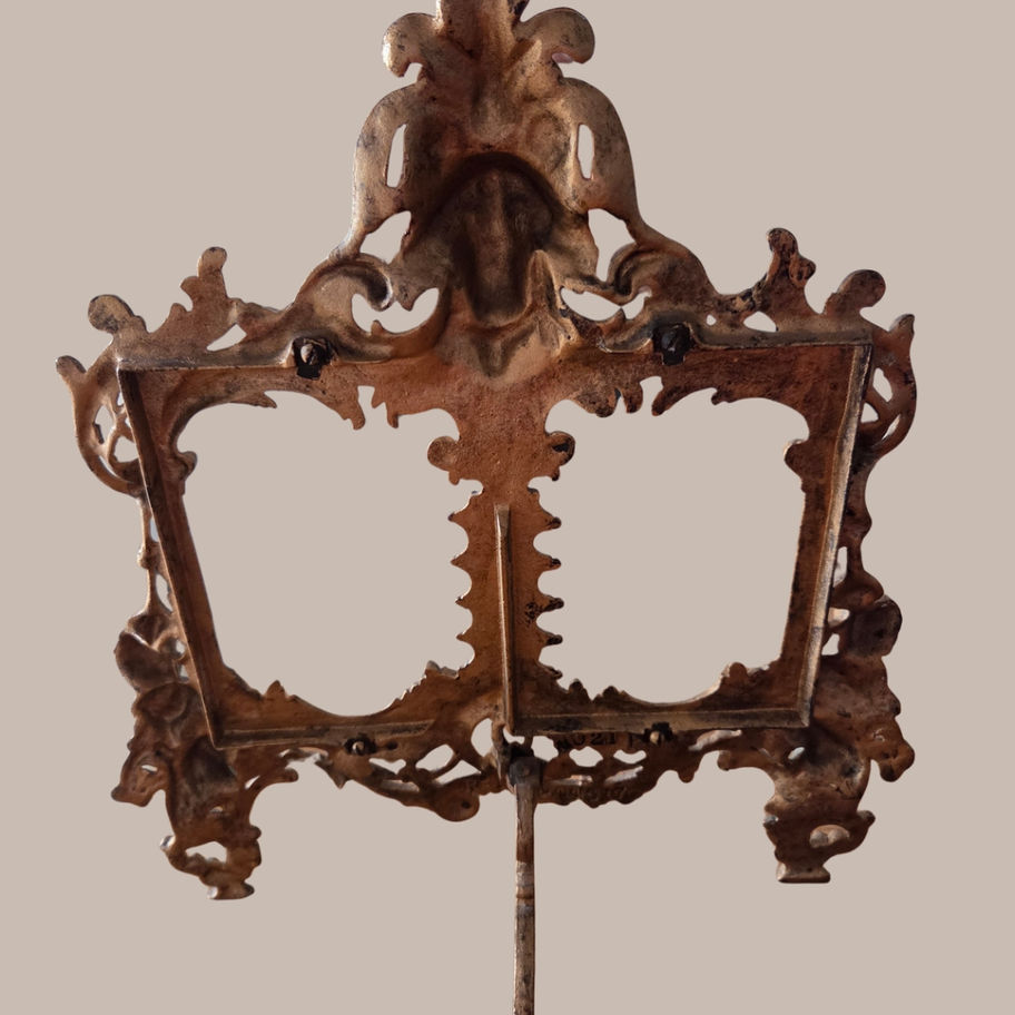 Antique Edwardian Gilt Cast Metal Double Photograph Frame