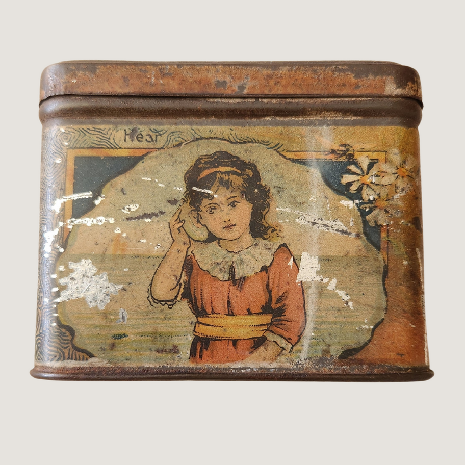 Vintage Lithographed Tin “The Five Senses” Early 20th Century