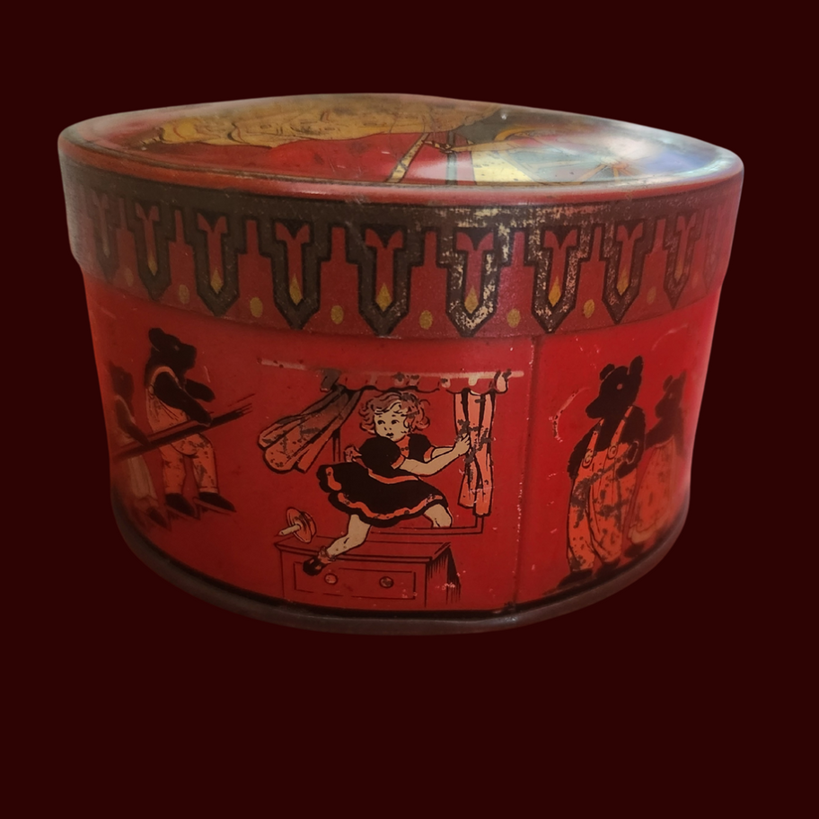 Vintage Cinderella and Goldilocks Illustrated Toffee Tin c1940s–50s