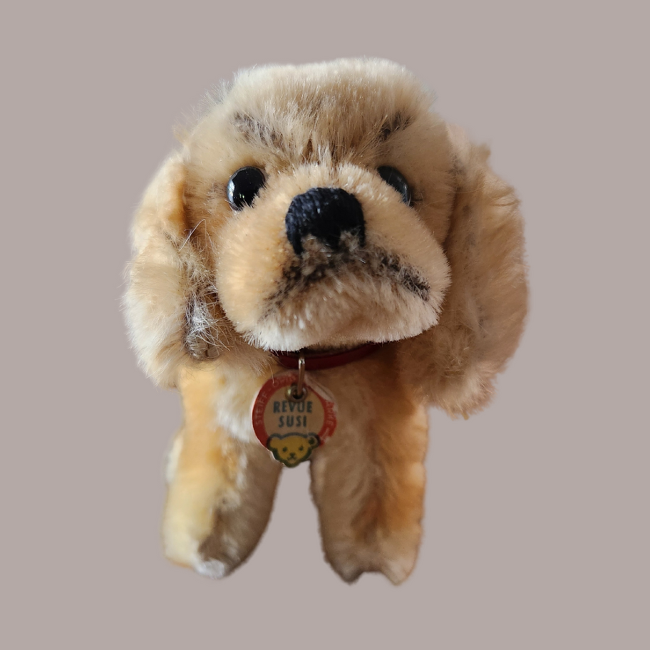 Vintage Steiff “Revue Susi” Plush Dog Made in Germany Late 1960s
