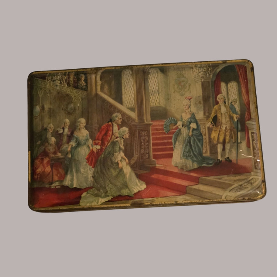 Vintage Thorne’s Toffee Tin – Henry Thorne & Co Leeds Rococo Court Scene 1920s