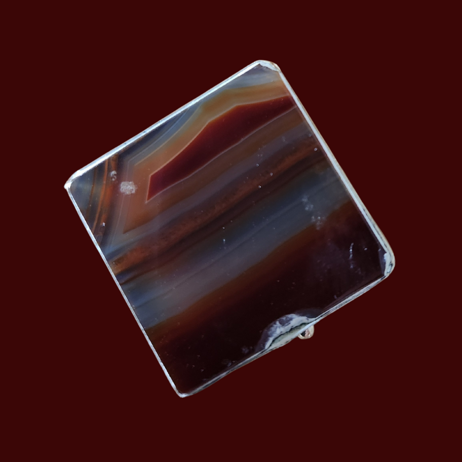 Antique Scottish Banded Agate Pill or Snuff Box Late 19th to Early 20th Cent