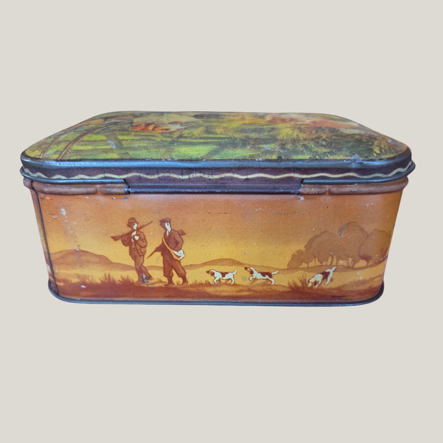 Vintage 1930s Hunting Dogs & Pheasant Sporting Tin