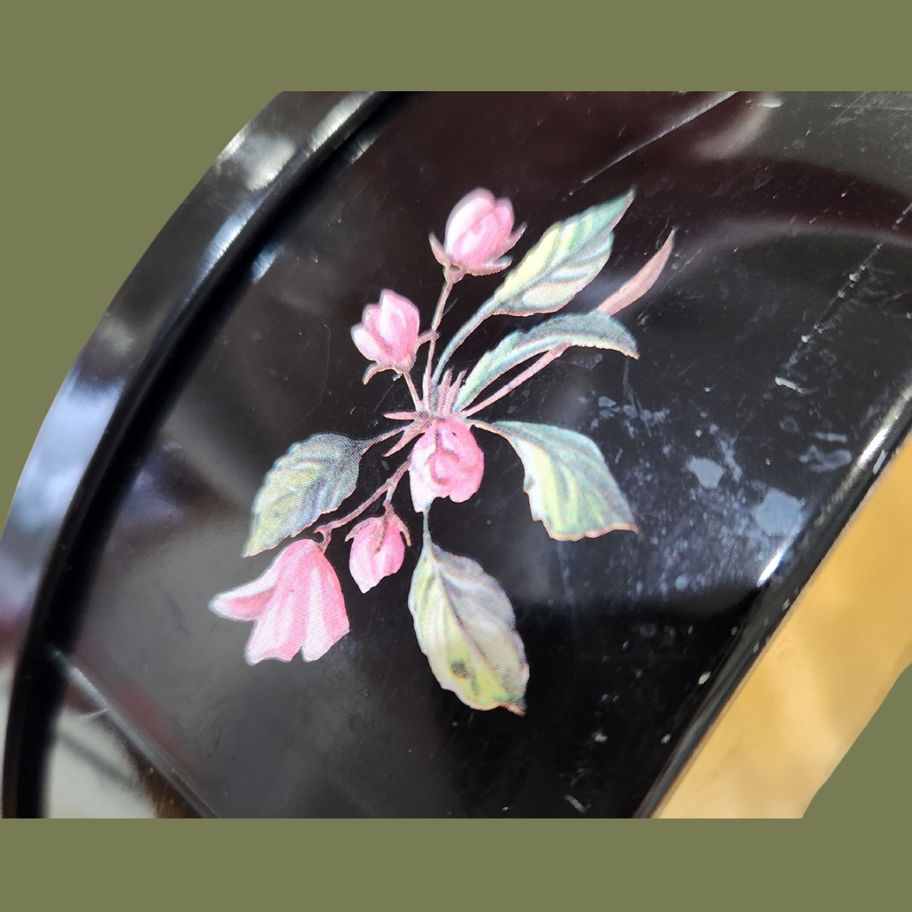 Vintage English Decorative Tin with Bird & Blossom Design c.1950s/60s