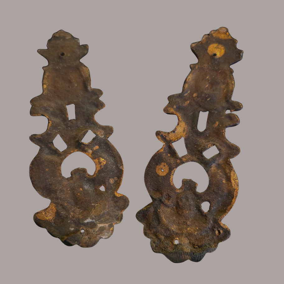 Antique Victorian Rococo Brass Keyhole Escutcheons – Pair