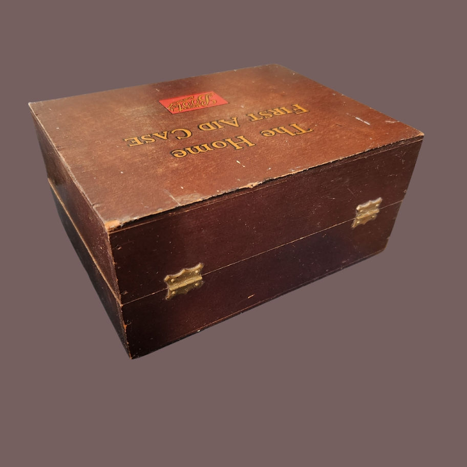 Vintage Boots Home First Aid Case Wooden First Aid Box with Original Content