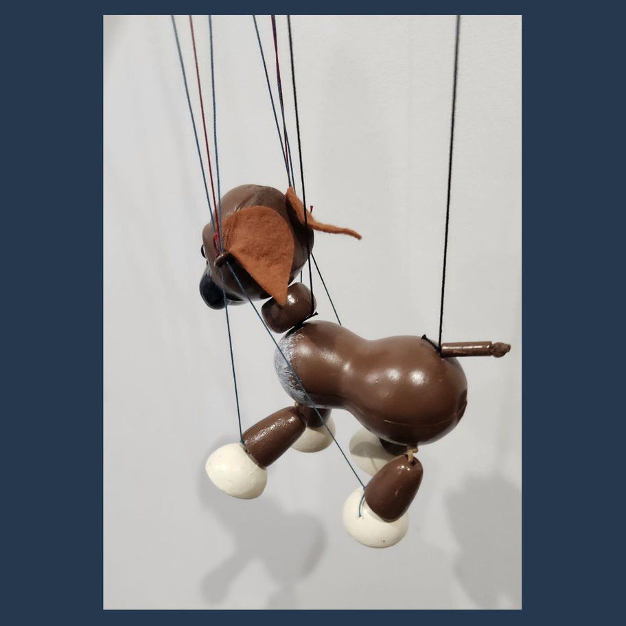 Vintage Pelham Puppets Junior Control Boxer Dog Marionette with Original Box