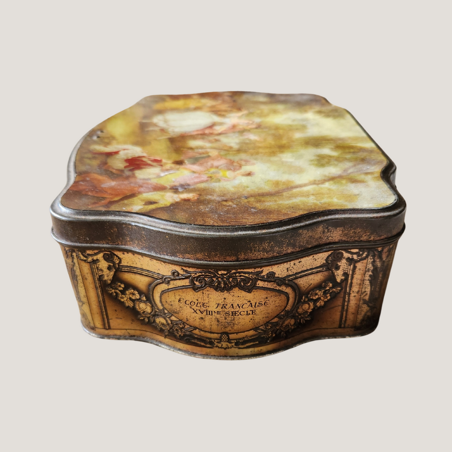 Antique French Chocolate Tin Leçon de Danse by Demaret Chocolatier