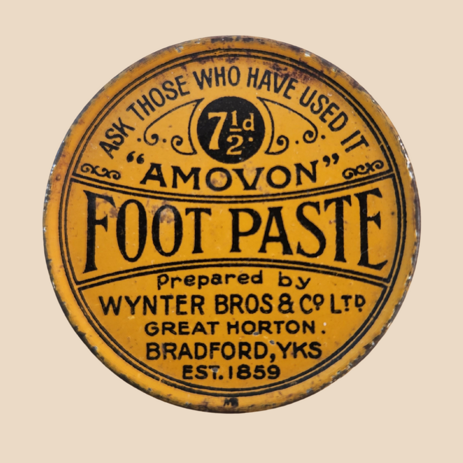 Vintage Amovon Foot Paste Tin Wynter Bros & Co Ltd Bradford Early to Mid C20th