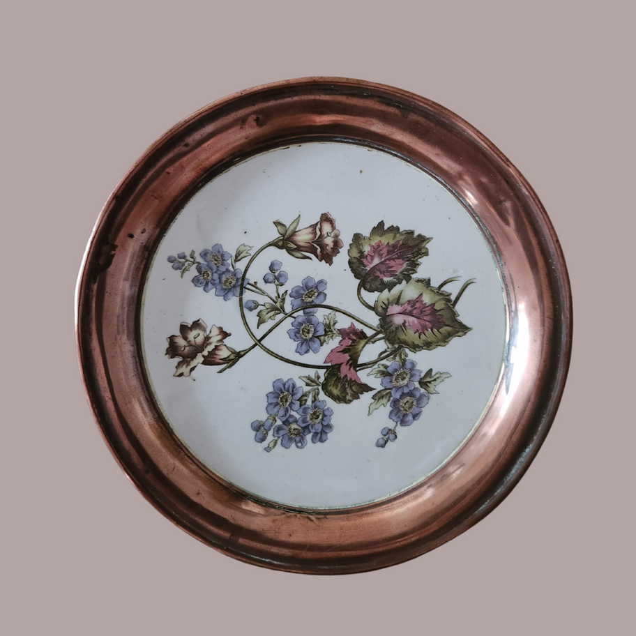 Antique Copper Lustre Floral Plate c. 1910–1920 English or German Earthenware