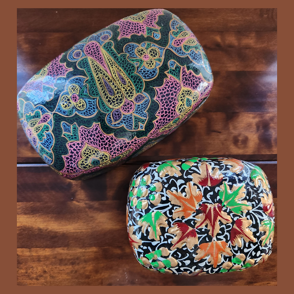 Thumbnail: Decorative 1970s style paper mache lidded trinket box