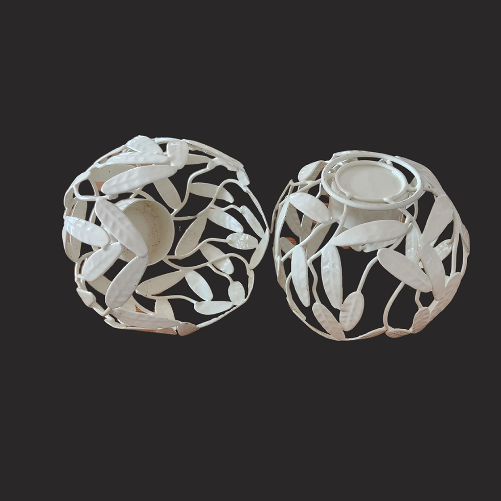 Thumbnail: Vintage Cream Metal Lantern and Tealight Holder Set