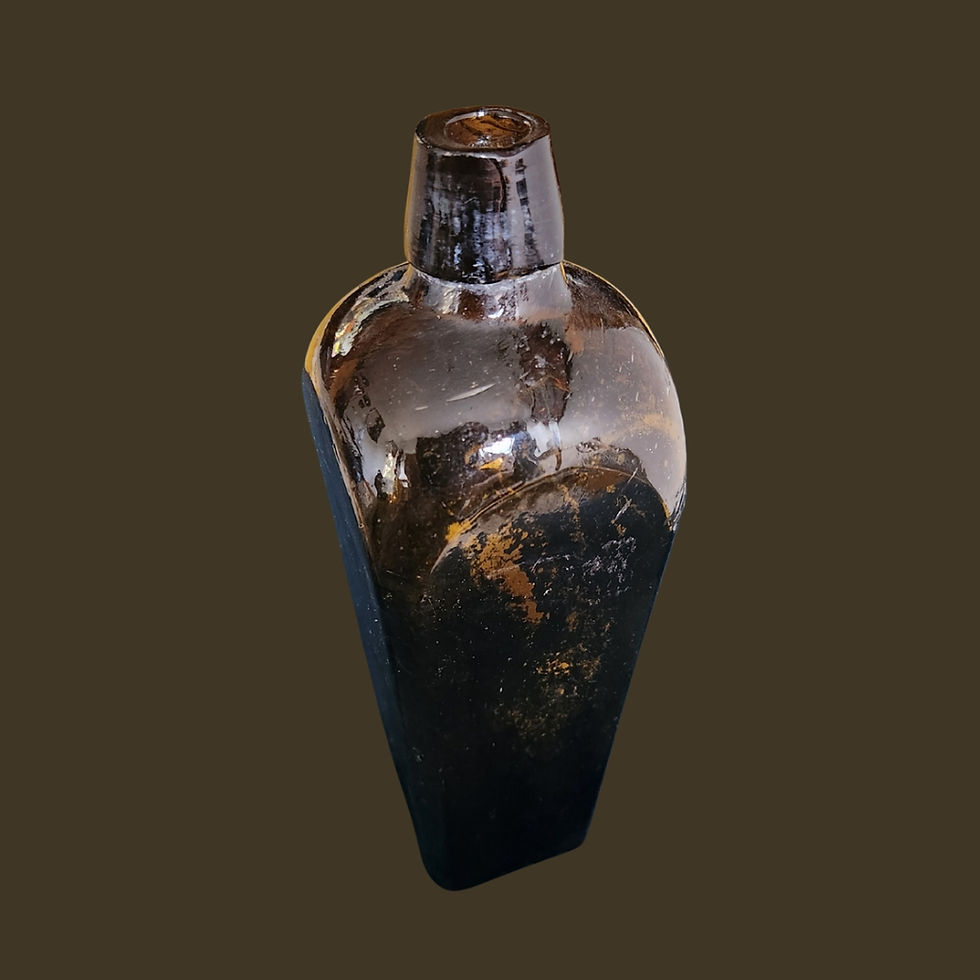 Antique 19th-Century Dutch Case Gin Bottle Dark Olive Glass with Base “X” Mark